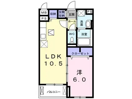 ユニゾン別所A棟(1LDK/1階)の間取り写真
