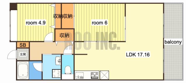 テルツォ南新在家(2LDK/5階)の間取り写真