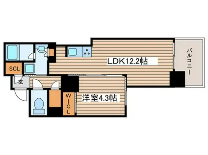 プラウドタワー栄(1LDK/4階)の間取り写真