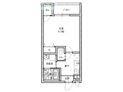エクシーレ逆瀬川(1K/2階)の間取り写真