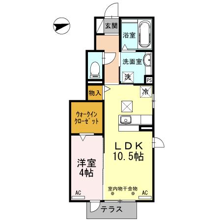 エムグランデ A棟(1LDK/1階)の間取り写真