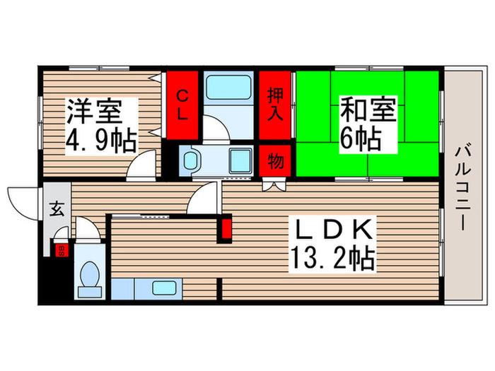 エクセルシア(2LDK/2階)の間取り写真