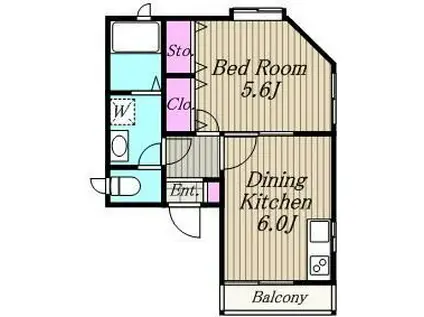 ルクール桜(1DK/2階)の間取り写真