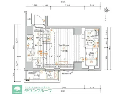 レオーネ亀有(1K/4階)の間取り写真