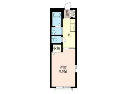 京成本線 京成津田沼駅 徒歩7分 2階建 築23年(1K/1階)の間取り写真