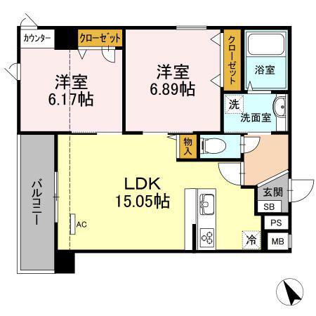 アリエッタ代々木上原(2LDK/2階)の間取り写真