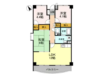 グランドハウスプラム(3LDK/1階)の間取り写真