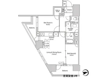 エミリブ石神井公園(2LDK/11階)の間取り写真