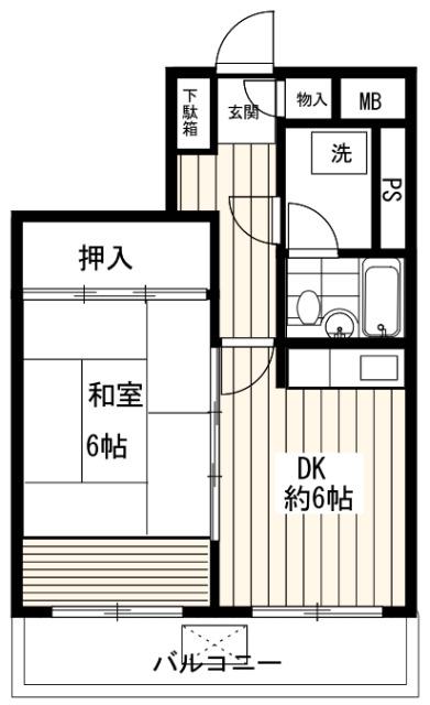第5芙蓉ハイツ(1DK/6階)の間取り写真
