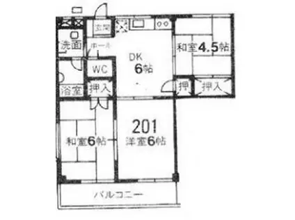 メイプル大和田201(3DK/2階)の間取り写真