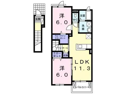 メゾン中町(2LDK/2階)の間取り写真