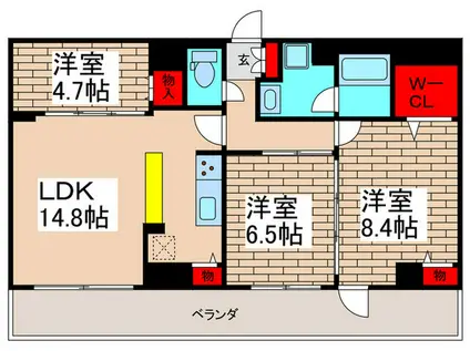 カスタリア西船橋II(3LDK/4階)の間取り写真