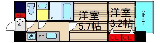 S-RESIDENCE日本橋QUALIER(2K/14階)の間取り写真