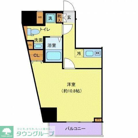 ジェノヴィア渋谷笹塚スカイガーデン(1K/14階)の間取り写真