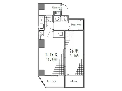 リヴシティ上野入谷(1LDK/9階)の間取り写真