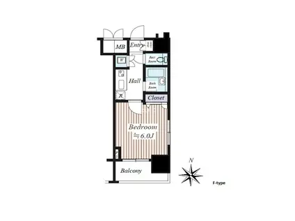 コンシェリア芝公園(1K/6階)の間取り写真