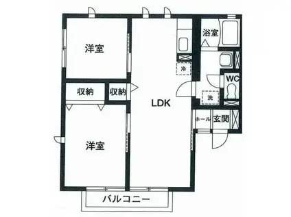 オーチャードBELLI(2LDK/2階)の間取り写真