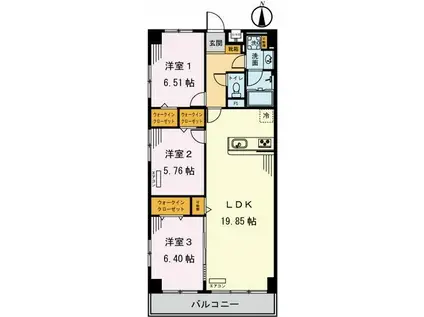 小日向マンション(3LDK/4階)の間取り写真