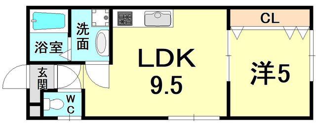 JS小山町(1LDK/1階)の間取り写真