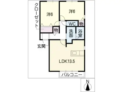 アスコット C(2LDK/1階)の間取り写真