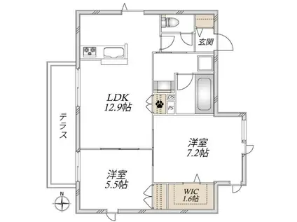 成増1丁目メゾン(2LDK/1階)の間取り写真