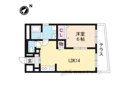 グレイス勧修寺(1LDK/1階)の間取り写真