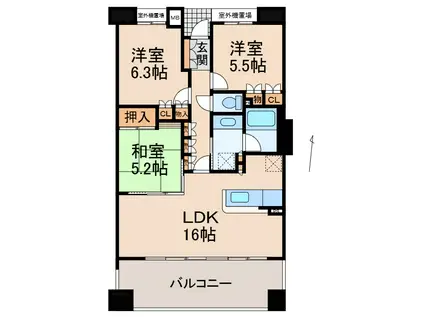 ダイアパレス向之芝公園(3LDK/12階)の間取り写真