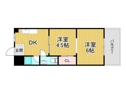 コーポ三原II(2DK/3階)の間取り写真