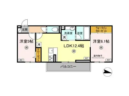 クオリティパレス真砂(2LDK/2階)の間取り写真