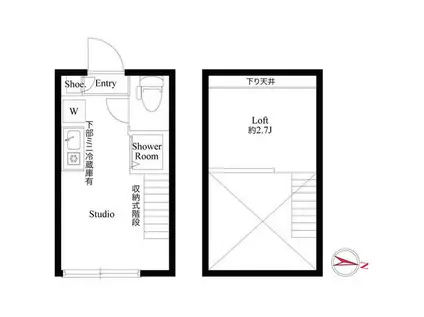 ハーモニーテラス桜台(ワンルーム/2階)の間取り写真