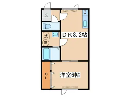 サンローランI(1DK/2階)の間取り写真