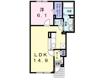 ジェルメI(1LDK/1階)の間取り写真