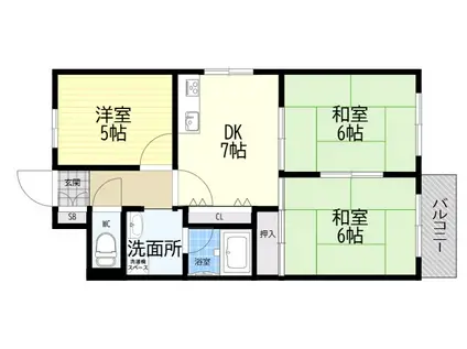 メゾンエスポアール(3DK/7階)の間取り写真