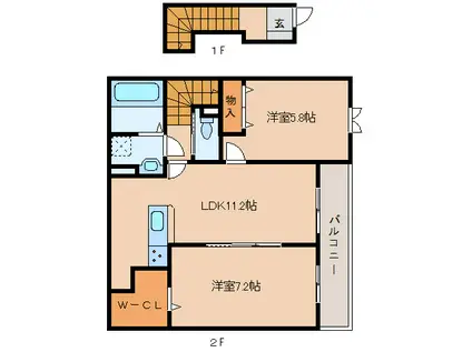 ベルオーブXIII(2LDK/2階)の間取り写真