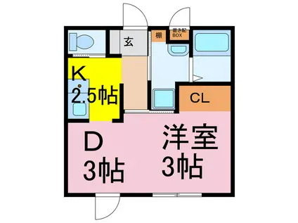 サザンMIRAI(1DK/2階)の間取り写真