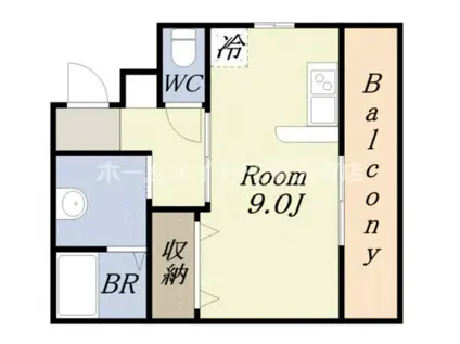 オトハウス(1DK/2階)の間取り写真