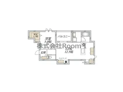 大阪市東淀川区上新庄2丁目ヘー(1LDK/2階)の間取り写真