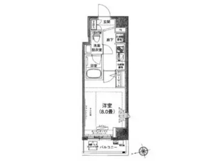 アイル東京深川(1K/6階)の間取り写真