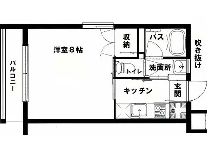 オアシス西新(1K/2階)の間取り写真