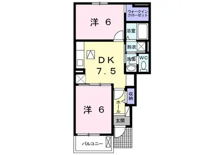 エクセレント(2DK/1階)の間取り写真