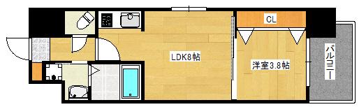 メイクス京橋川II(1LDK/2階)の間取り写真