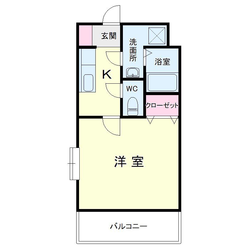 ポジションI(1K/1階)の間取り写真