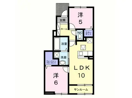 ルミナーラ西中央(2LDK/1階)の間取り写真