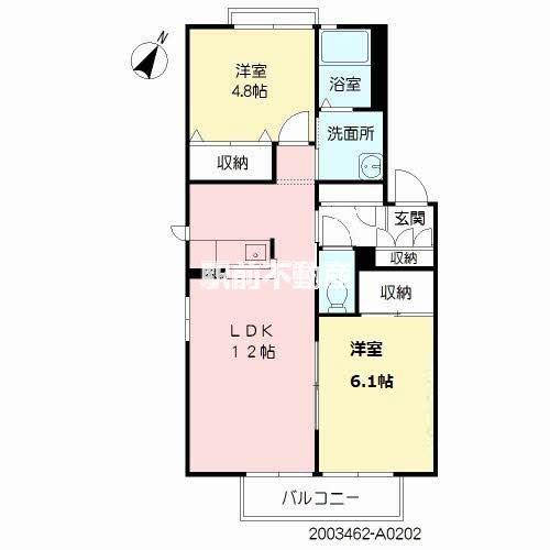 カーサパルコA(2LDK/2階)の間取り写真