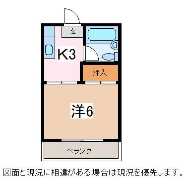 コーポ常念(1K/1階)の間取り写真