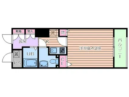 メゾンドヴィレ大阪城公園前(1K/16階)の間取り写真