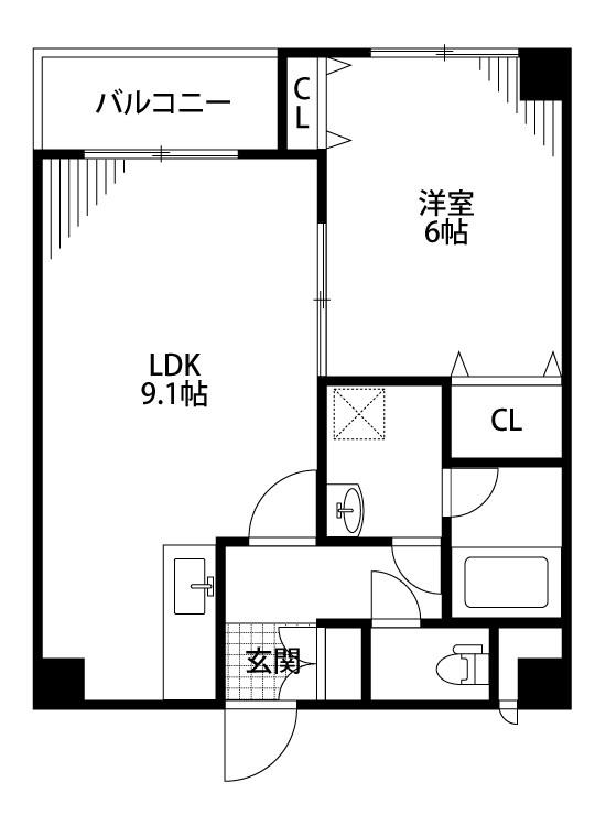 アルベルジュ米山(1LDK/3階)の間取り写真