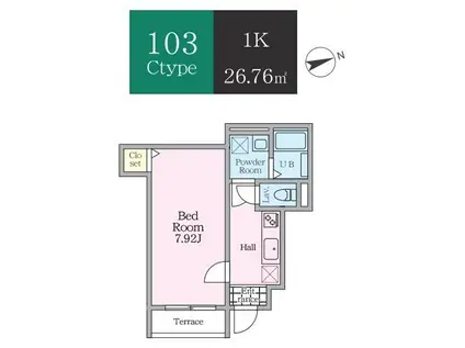 エトワールヴァリ プレリュード(1K/1階)の間取り写真