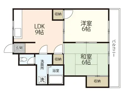 シャルム成城(2LDK/3階)の間取り写真
