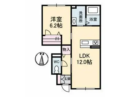 アルフラット弁天(1LDK/1階)の間取り写真